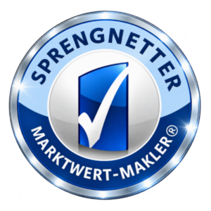 Freigestelltes blaues Sprengnetter-Marktwert-Makler-Siegel Sprengnetter-Marktwert-Makler-Siegel
